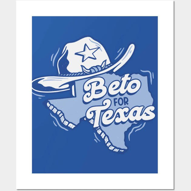 Beto for Texas // Retro Texas Cowboy Hat & State Outline Wall Art by SLAG_Creative